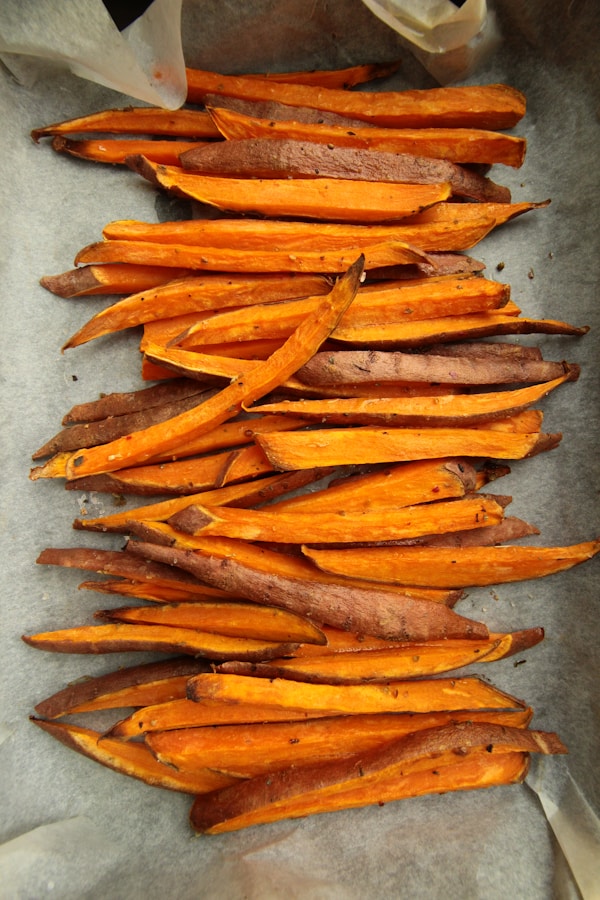 Sliced carrots on gray surface