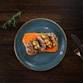cooked food on blue ceramic plate