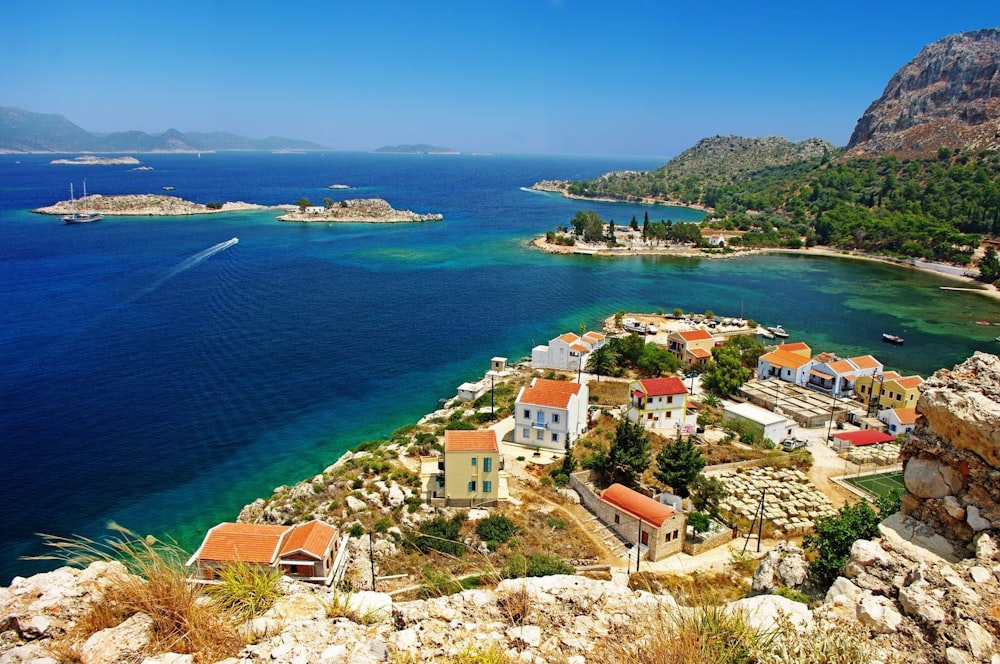 aerial view of city near body of water during daytime