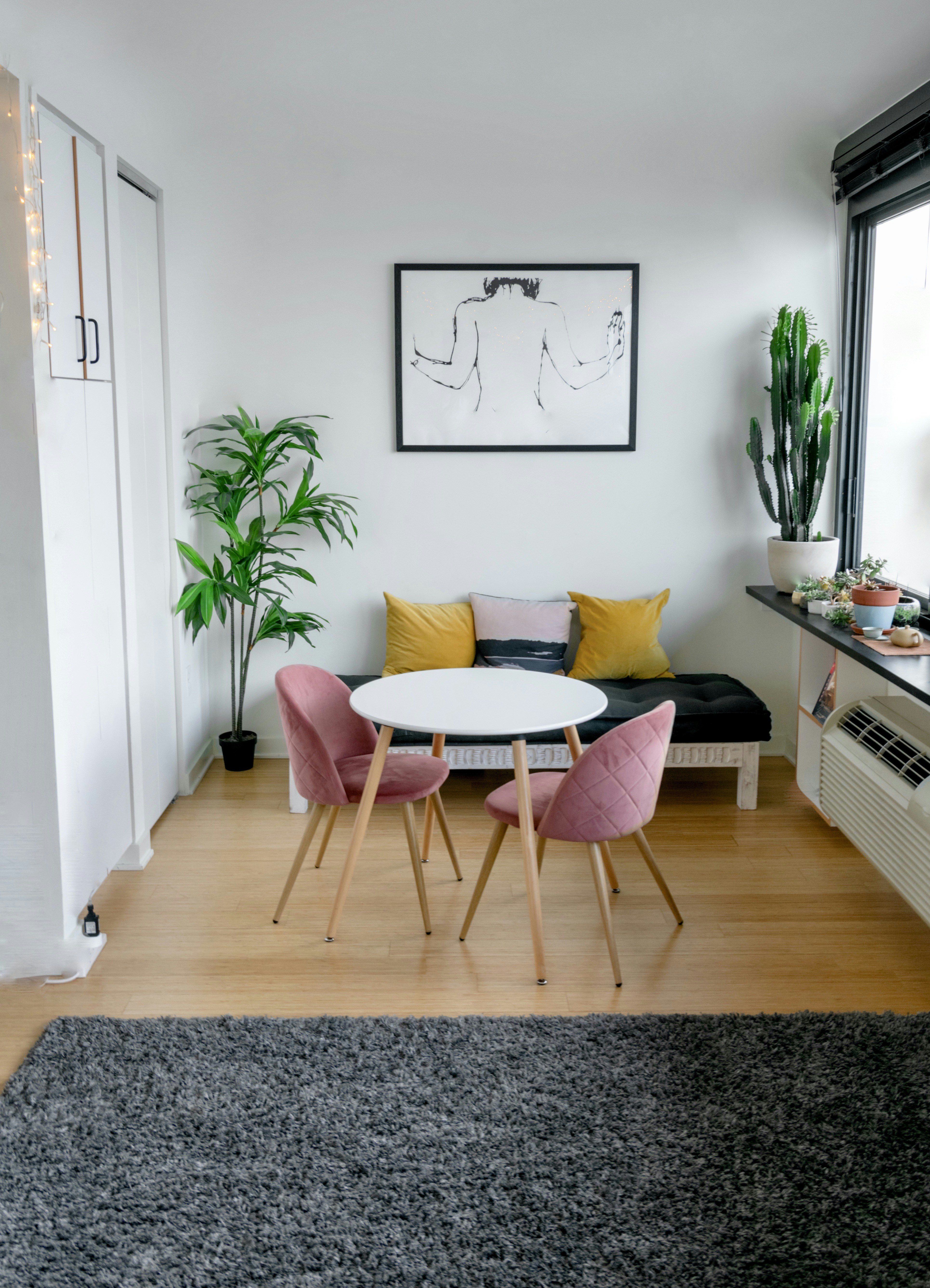 Apartment rental living room interior design.