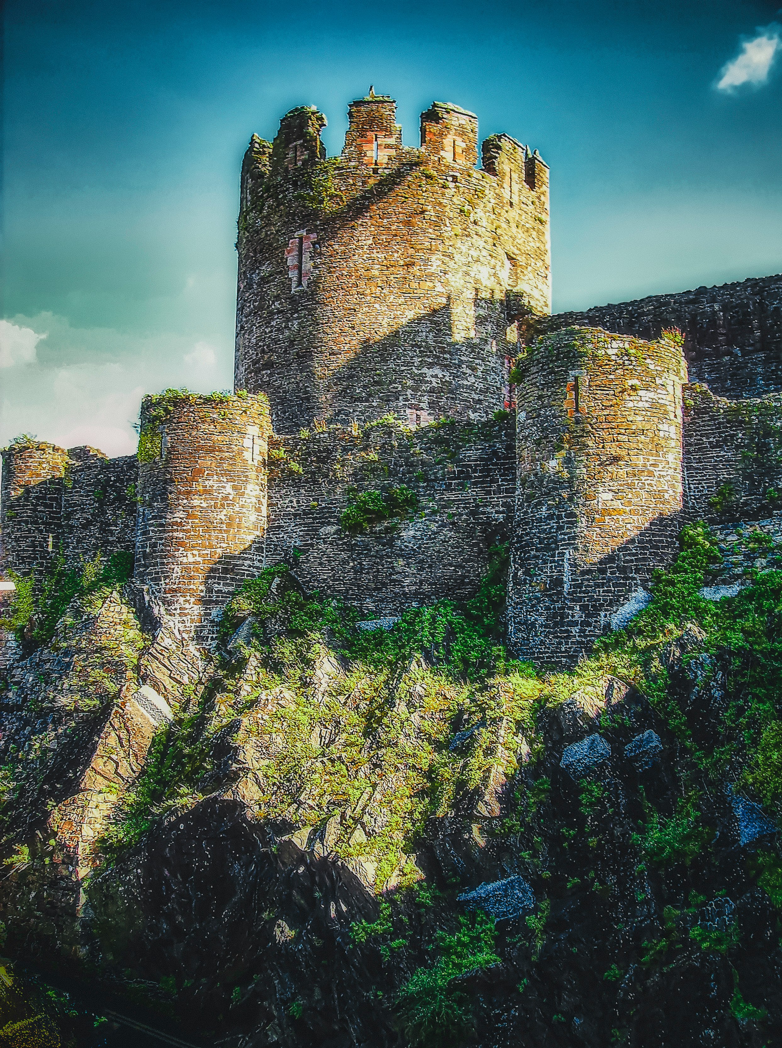 brown concrete castle on top of mountain