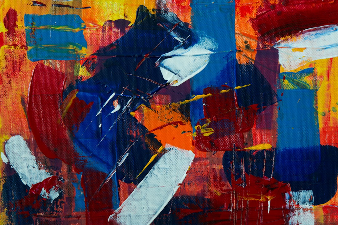 red white and blue abstract painting