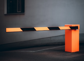 orange and white wooden bench