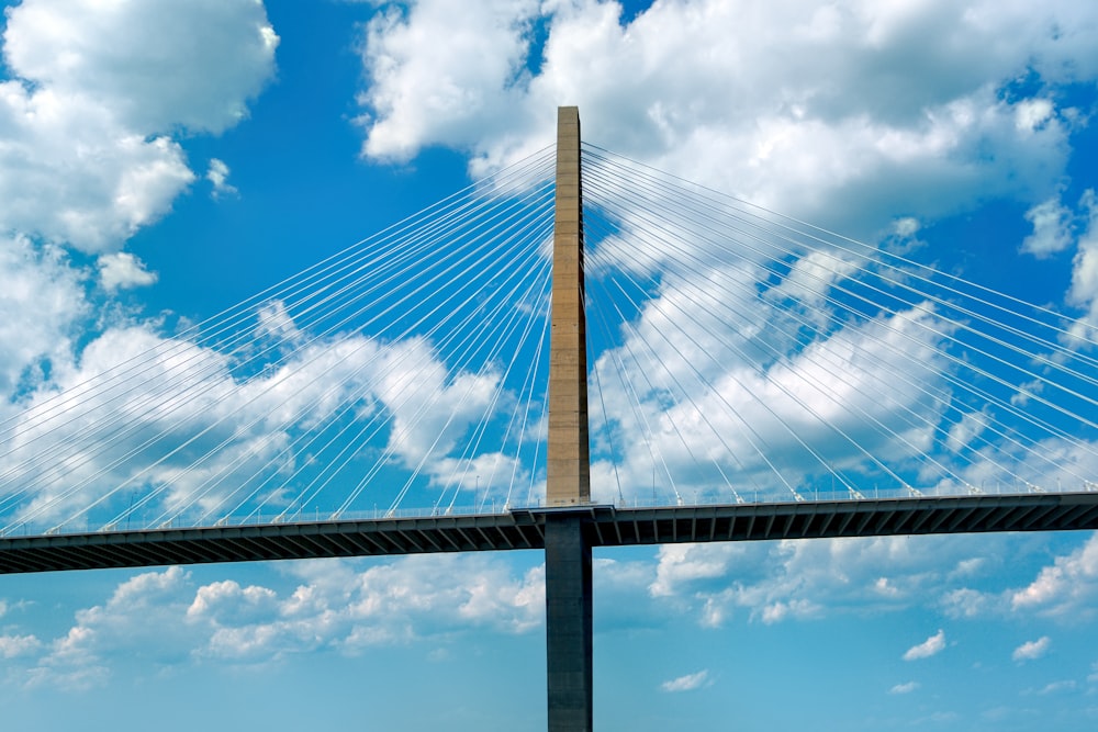gray metal bridge under blue sky and white clouds during daytime