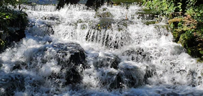 Refreshing Bhalu Gaad waterfall cascading over mossy stones surrounded by forest.