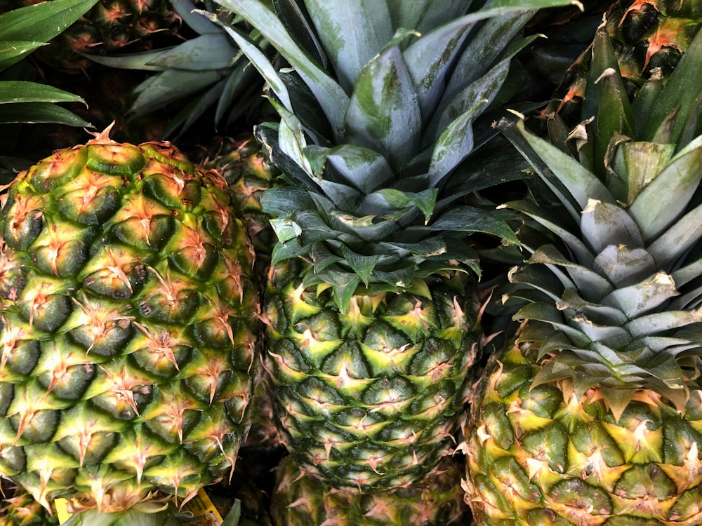 green and yellow pineapple fruit