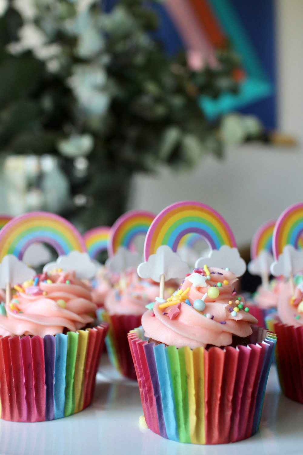 multi colored cupcake with sprinkles