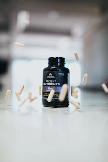 black and white labeled bottle