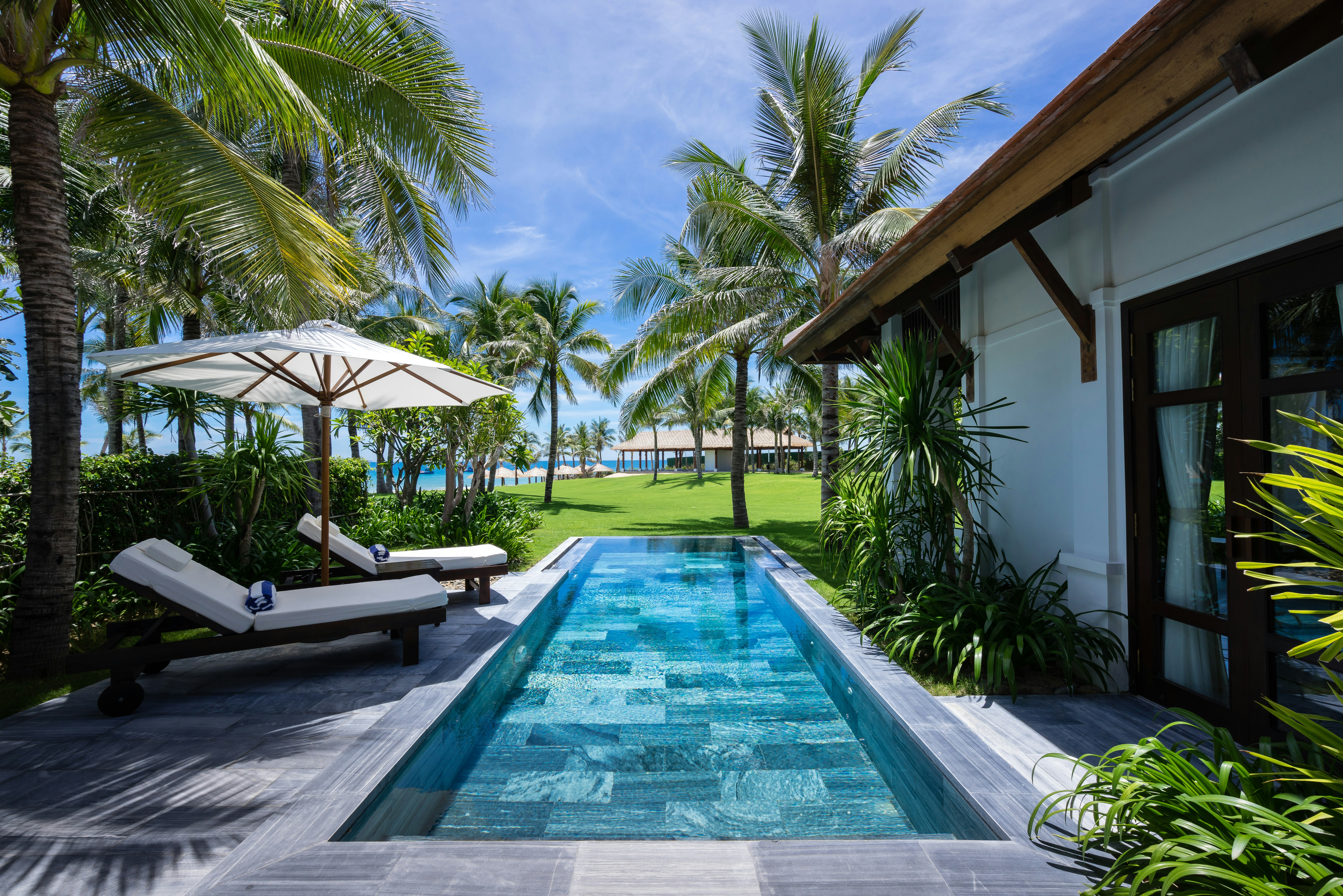 Private swmming pool at the beachfront villa of The Anam resort Cam Ranh