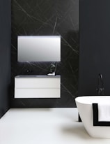 A modern bathroom with high-end finishes.