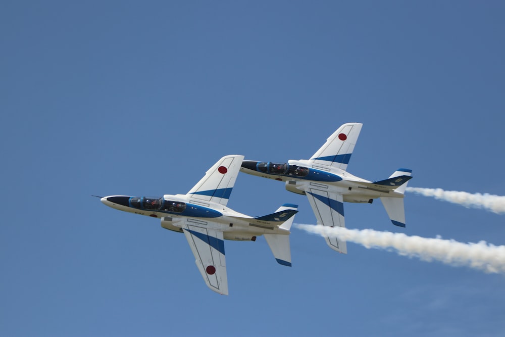 white and blue jet plane in mid air during daytime