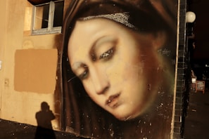 Detailed section of a mural with subtle color gradients and almost no paint fog