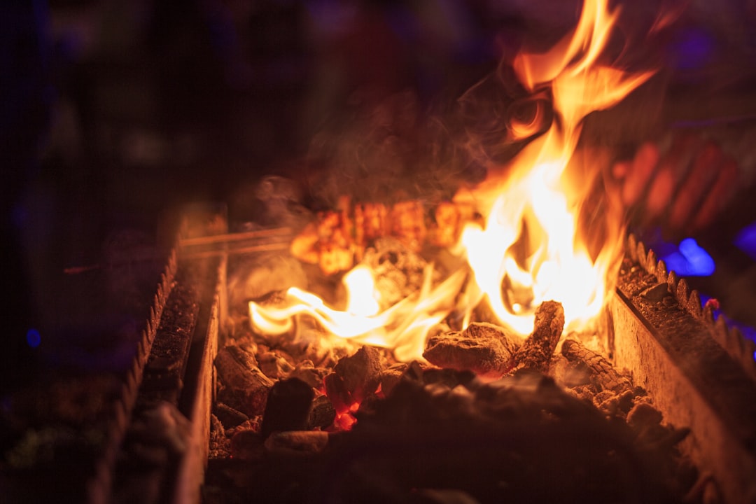 burning wood on fire pit