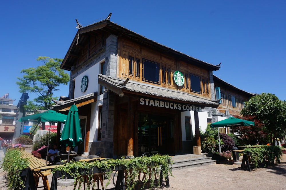 brown and white wooden building under blue sky during daytime