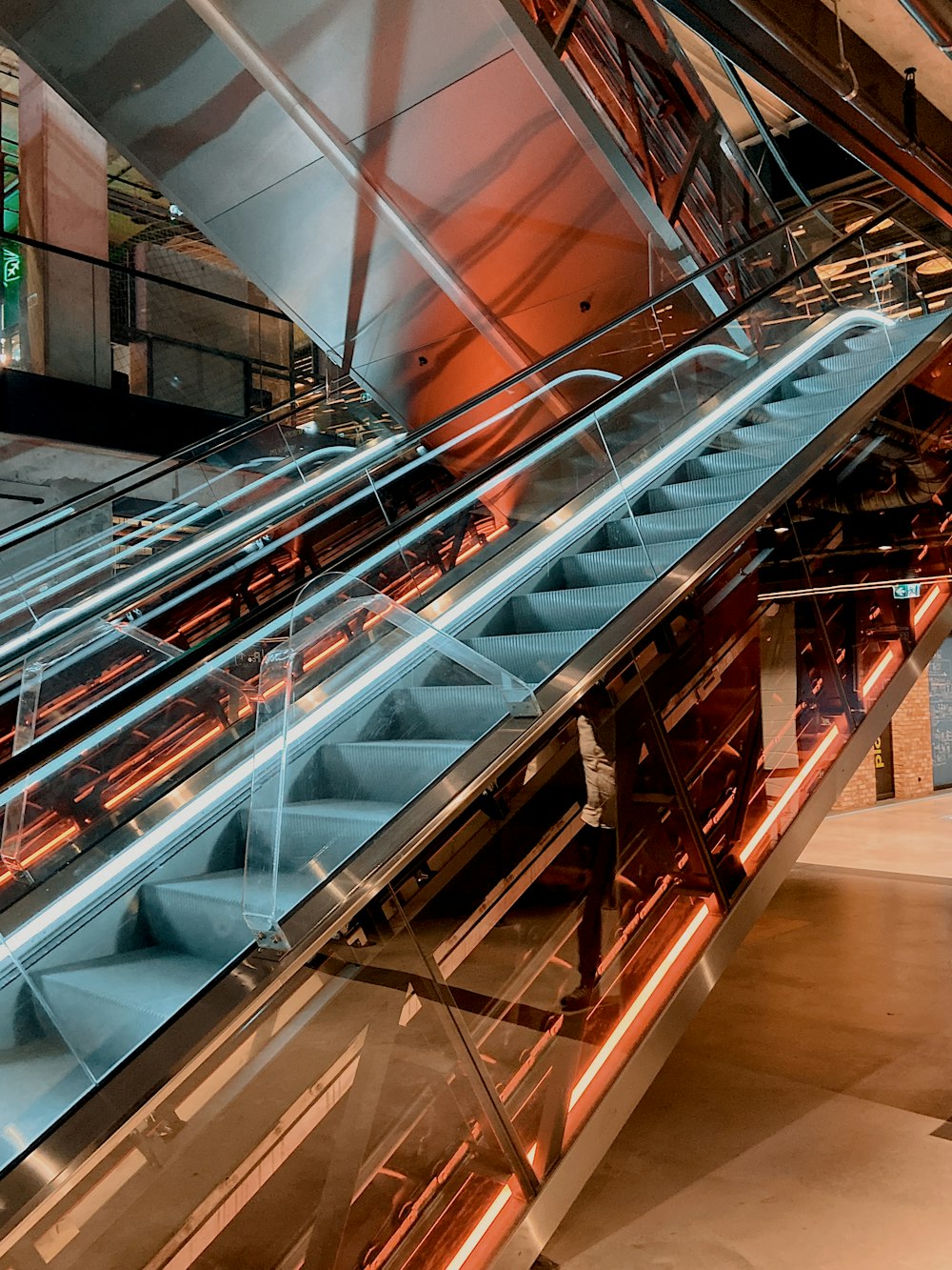 white and brown metal staircase