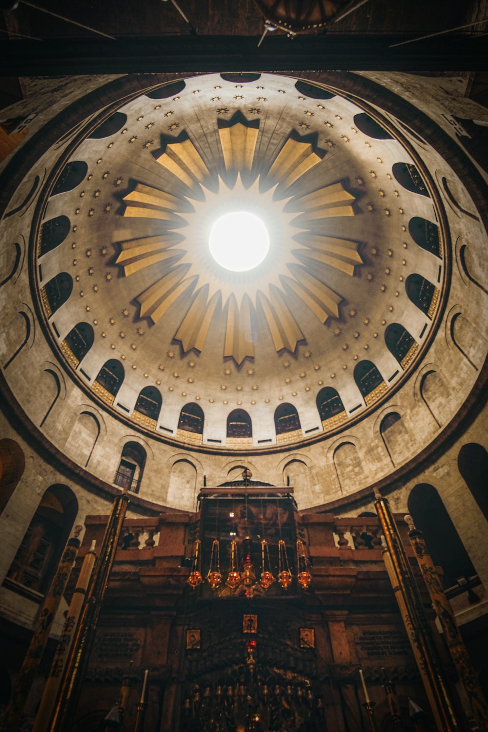 brown and blue dome building