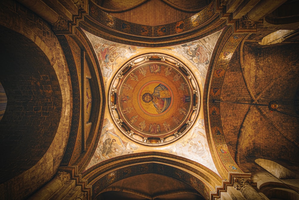 brown and beige round ceiling