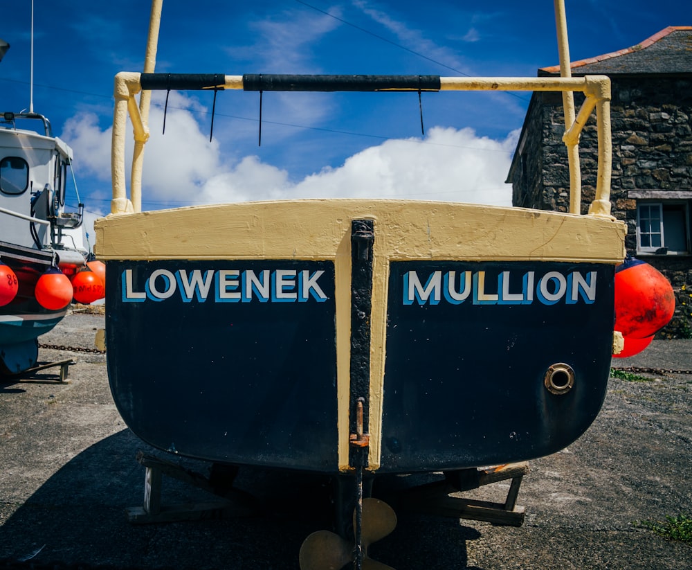 a boat that is sitting on the ground