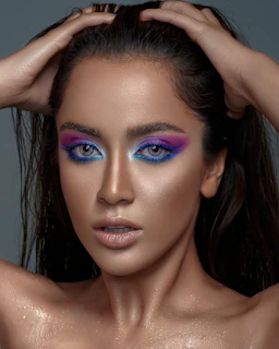 woman with blue eyes and black hair