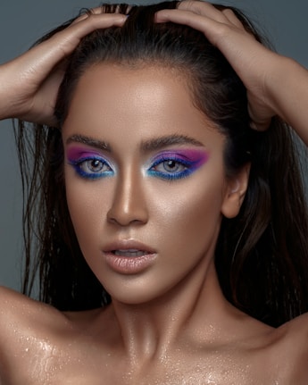 woman with blue eyes and black hair