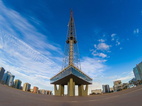 brown and black tower under blue sky during daytime in Feira da Torre de TV Brasil