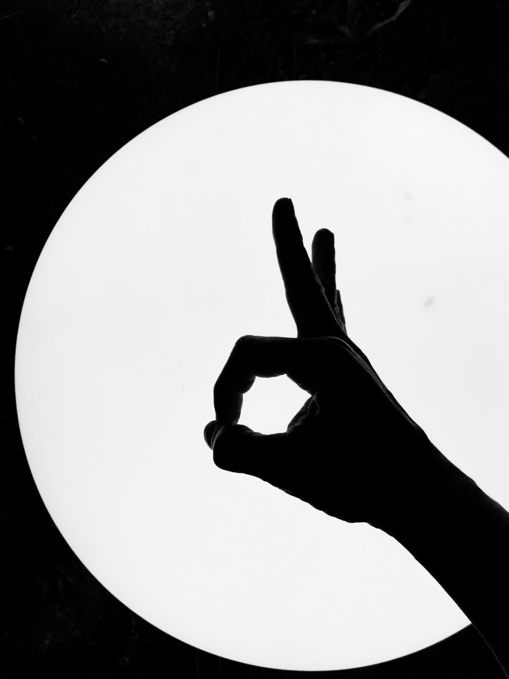 persons hand forming peace sign