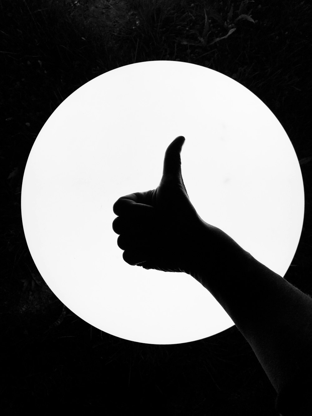 persons hand on white round board