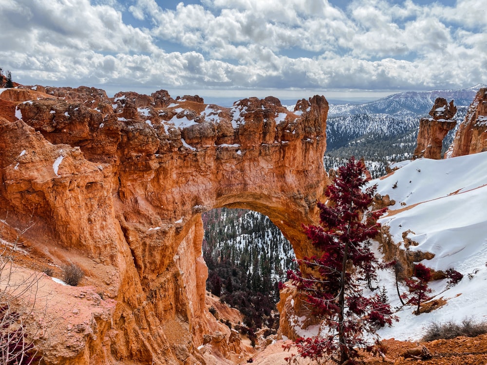 brown rocky mountain under white clouds during daytime