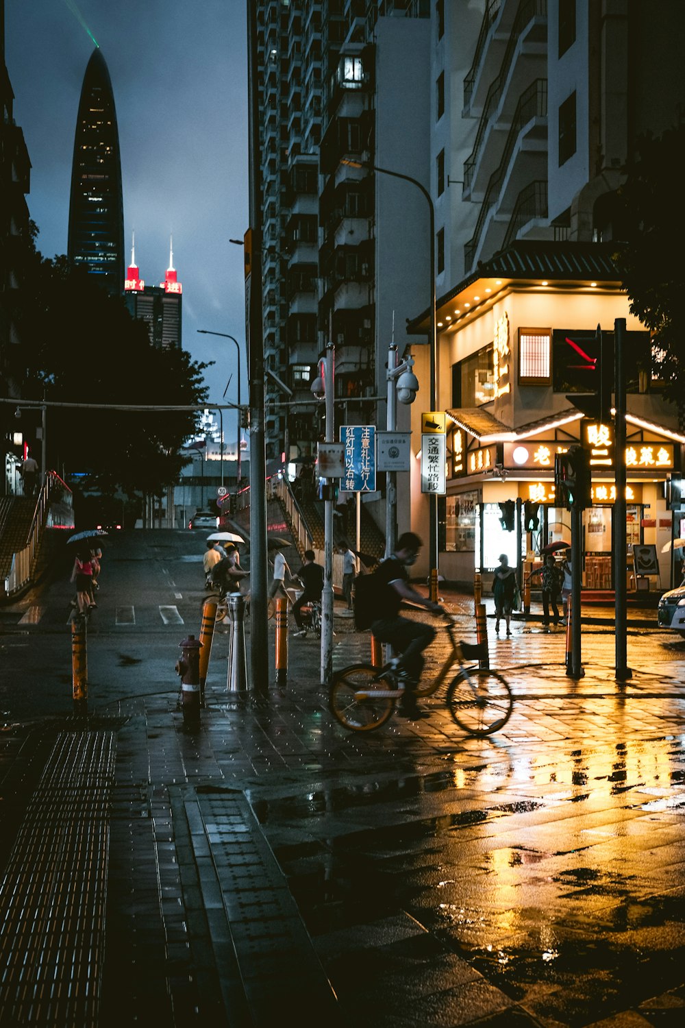 people walking on pedestrian lane during night time