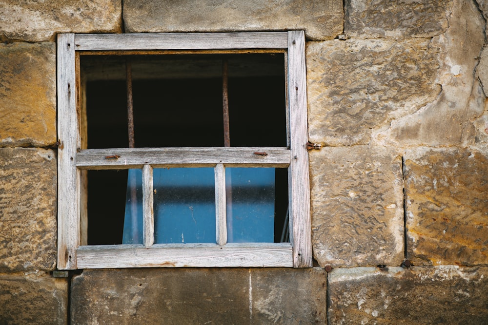 white wooden framed glass window