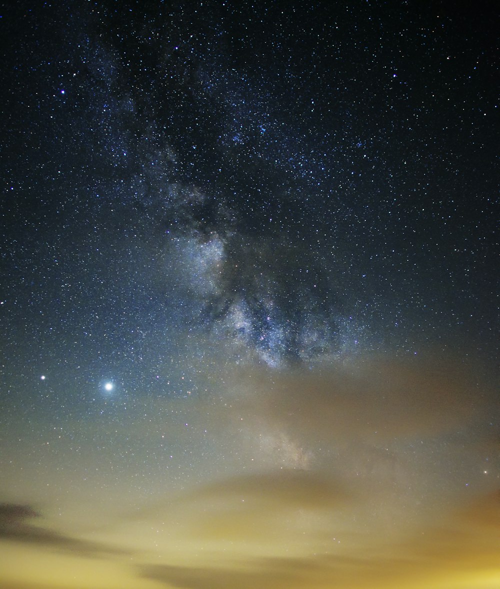 blue and white starry night sky