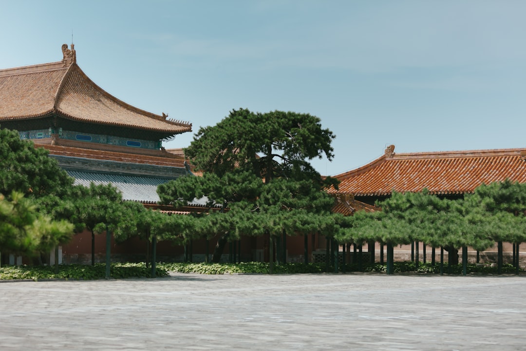 brown and white temple surrounded by green trees under gray sky during daytime