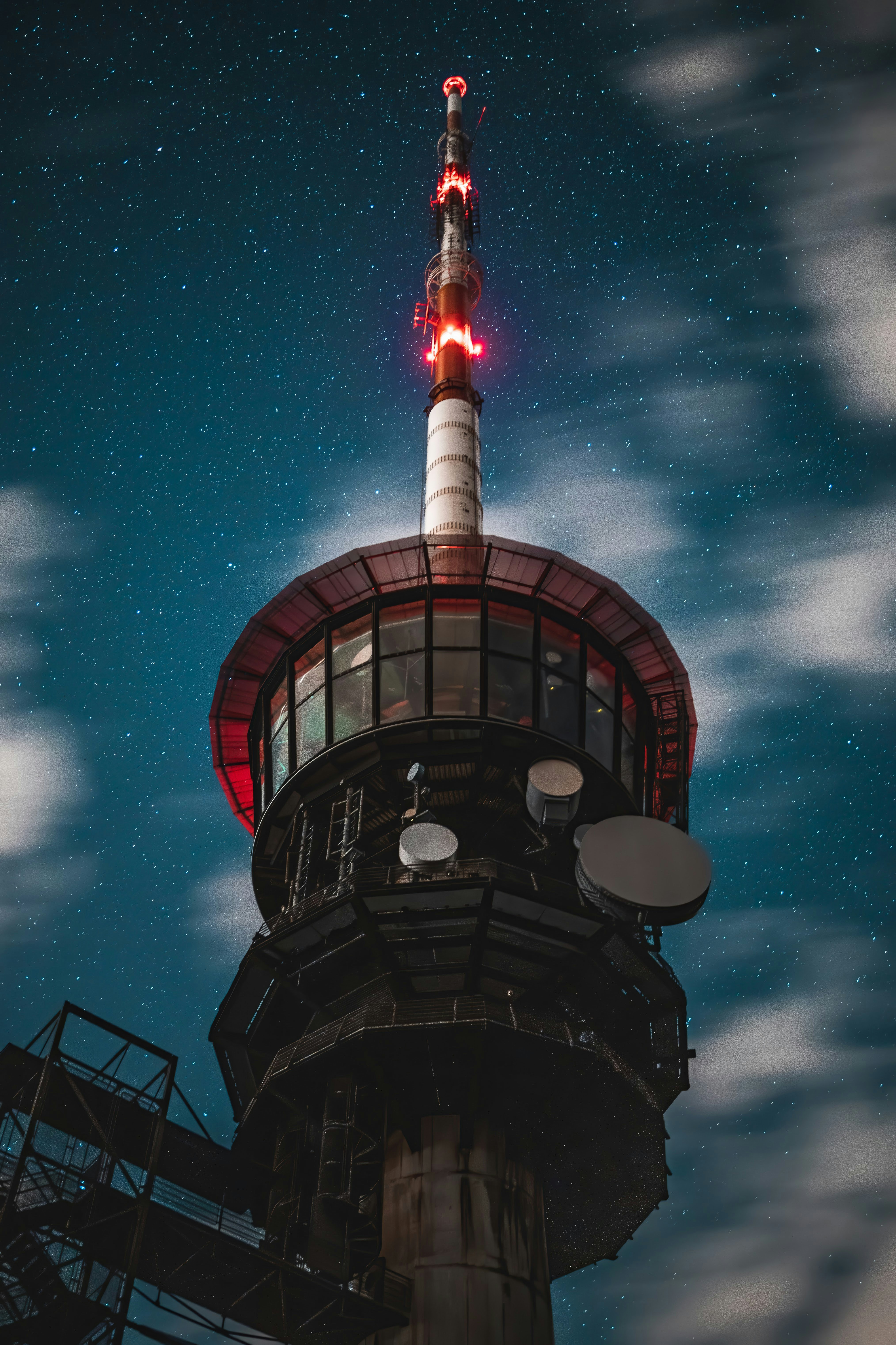 TV tower on Bantiger in Switzerland by night