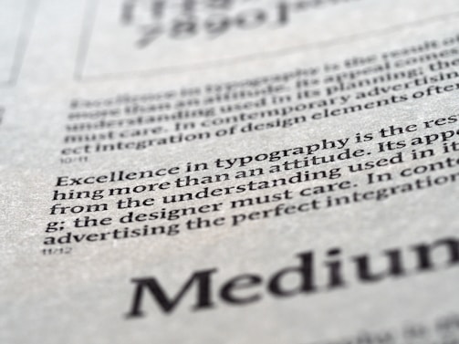 Close-up view of printed text on a textured paper surface. The focus is on the sentence 'Excellence in typography is the result of nothing more than an attitude.' The typeface and layout suggest a refined attention to typographic detail.