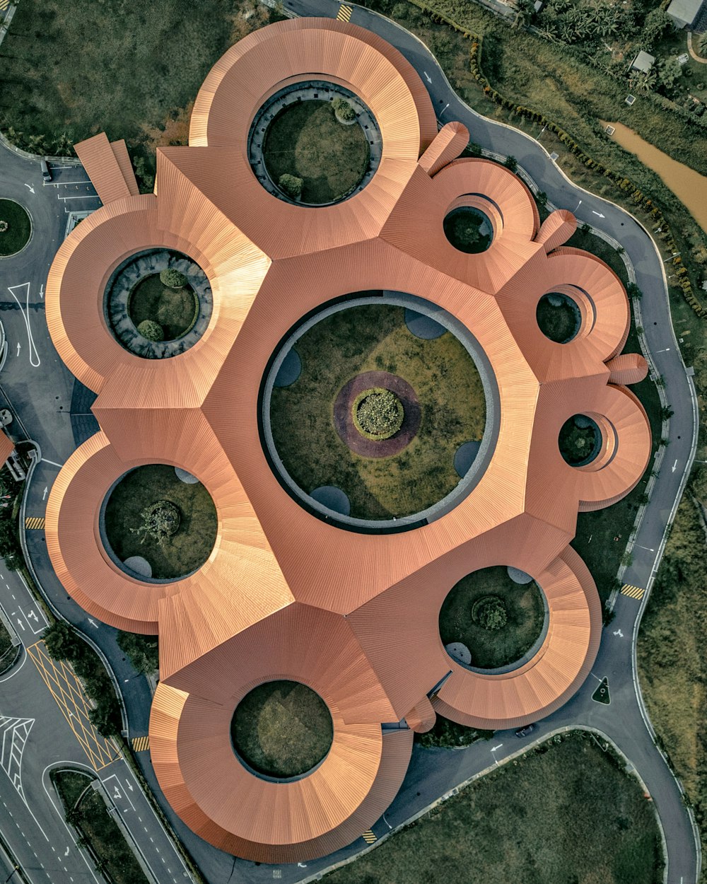 orange and brown round roof