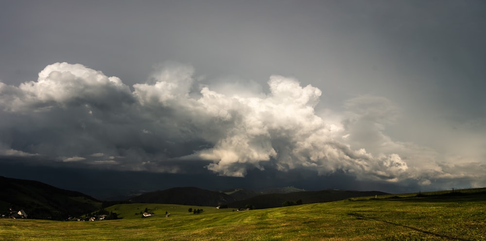 green grass field under white clouds