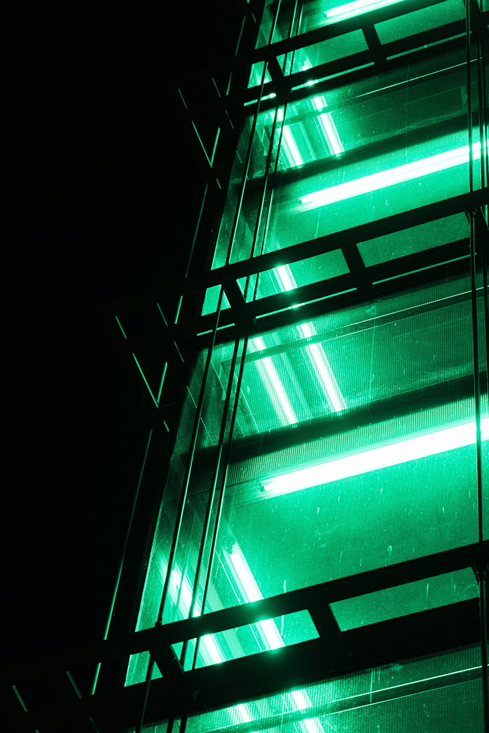 green metal frame during nighttime