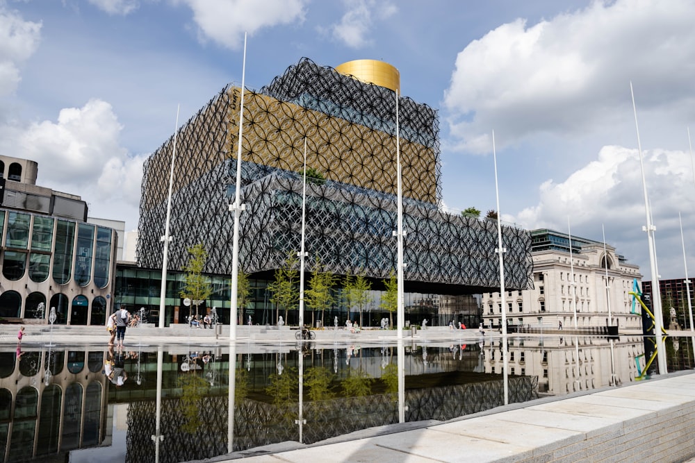 yellow and gray metal frame glass building