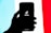A silhouetted hand holds a smartphone displaying the TikTok logo on its screen, set against a tricolor background of light blue, white, and red.