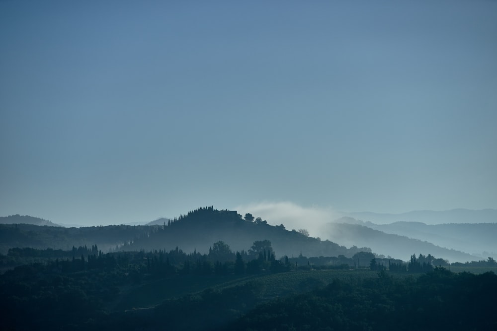 green trees on mountain under white clouds during daytime