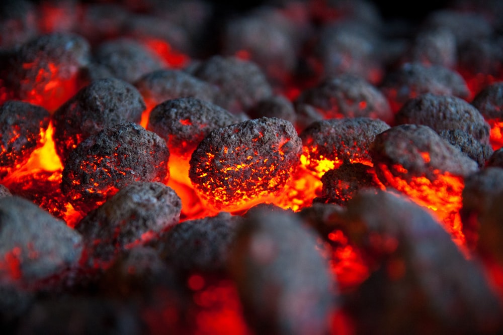 black and red fire in close up photography