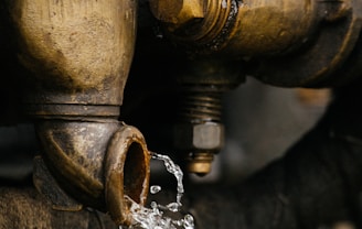 water drop on brass pipe