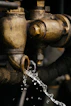 water drop on brass pipe