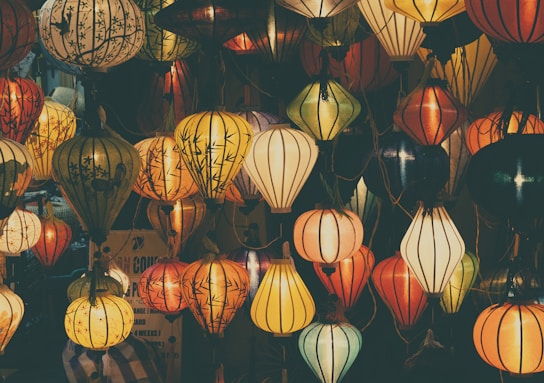 white and red paper lanterns