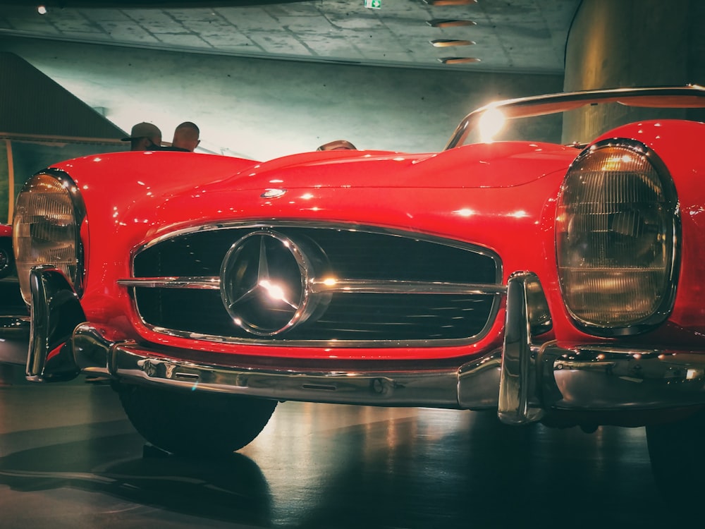 red car in a garage