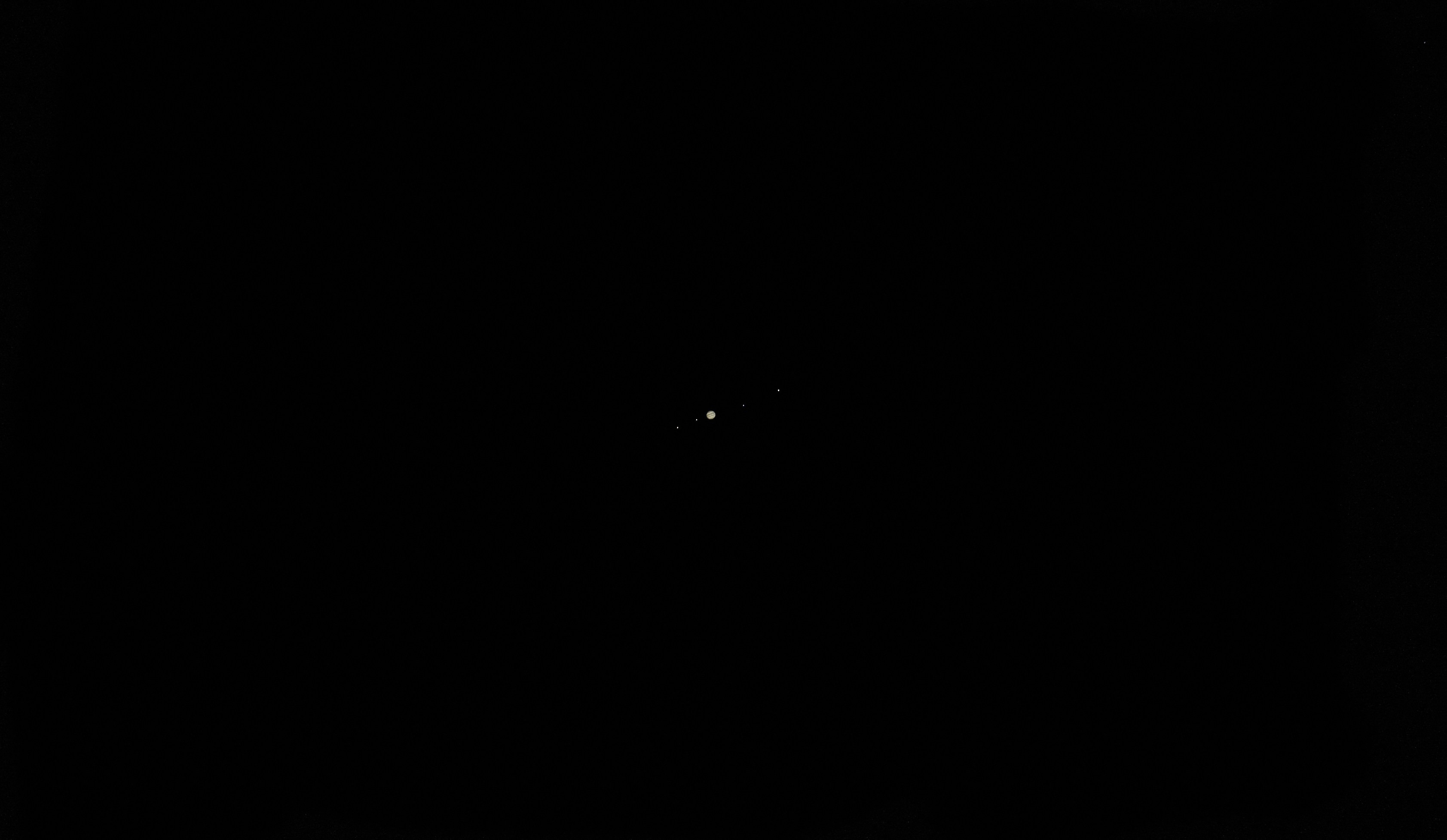 Jupiter and its four moons Io, Europa, Ganymede and Callisto.