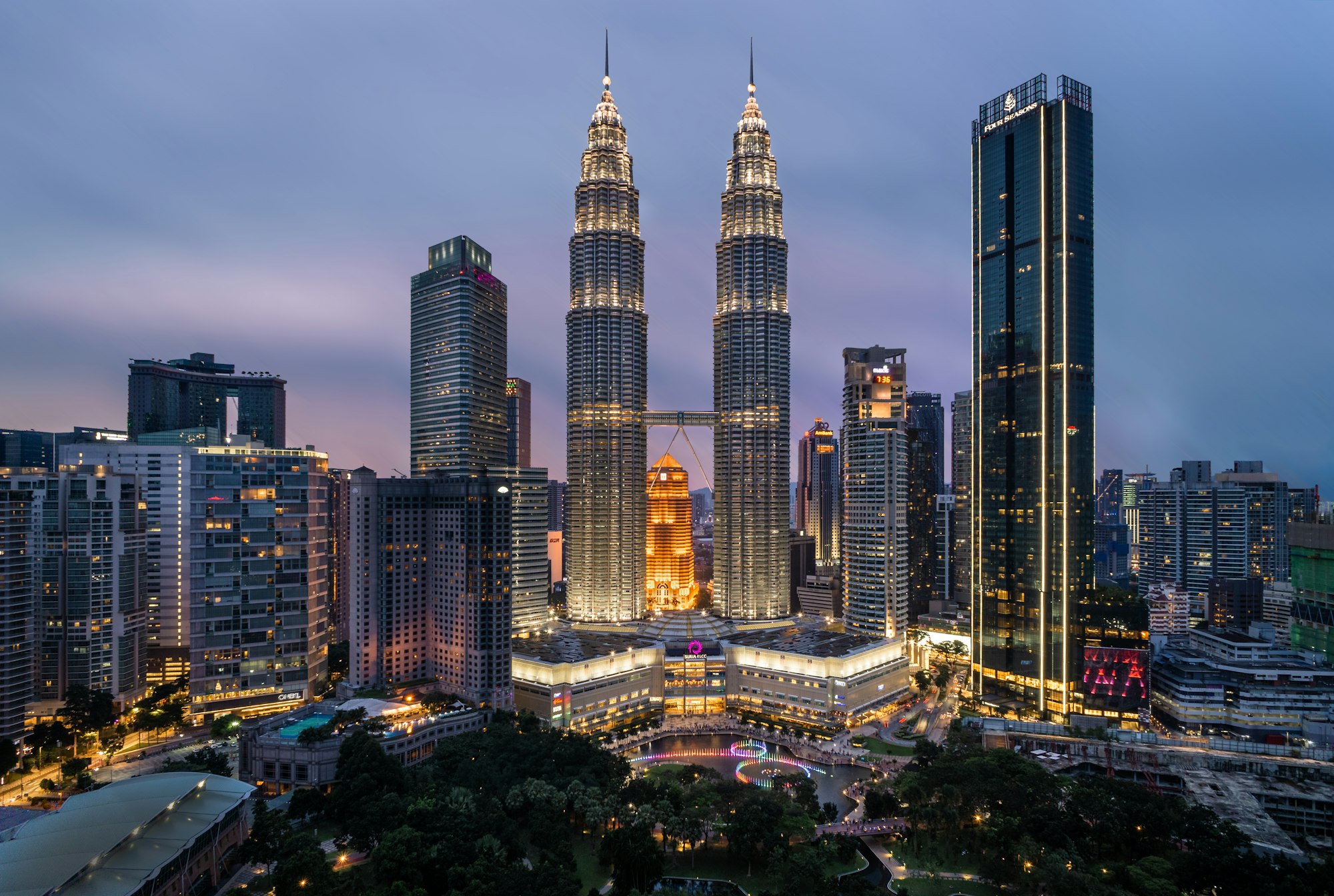 Sunset view from Trader's Hotel towards KLCC in Malaysia