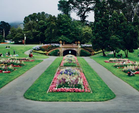 A beautifully landscaped society park with walking paths and benches in Noida.