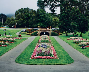 Beautifully maintained garden with clean pathways in a public park