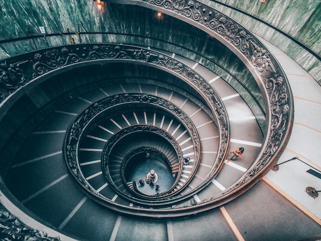 black and white spiral staircase